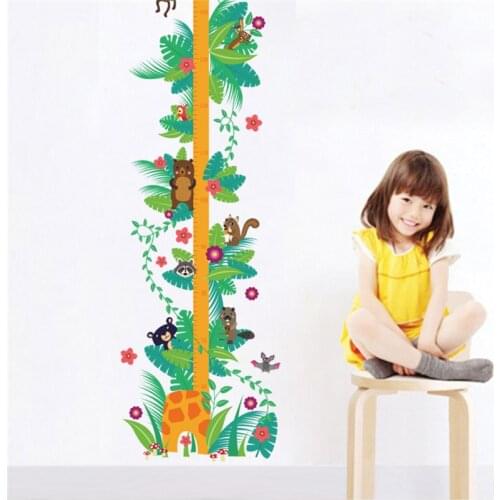 Creative Giraffe Growth Chart Wall Stickers Living Room Bedroom Decorations Animal Wild Safari Mural Art Diy Home Decal