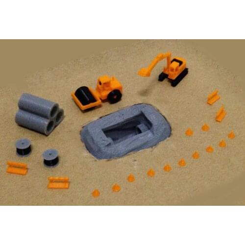 Outland Models Road Pipe Work Site Accessories and Vehicles Set Z Scale Railway