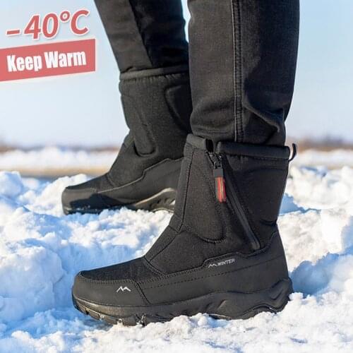 Coslony men boots winter work shoes for men warm 2021 snow boots waterproof non-slip thick fur winter boots for -40 degrees