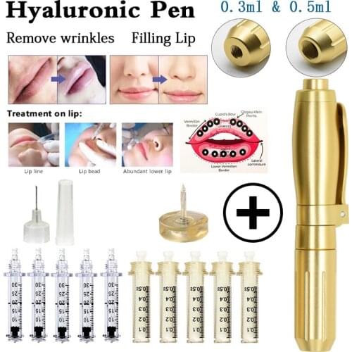 0.3ml & 0.5ml Acid Injection gun hyaluron pen lip dermal filler injector no needle Mesotherapy Gun Anti-wrinkle atomizer gun