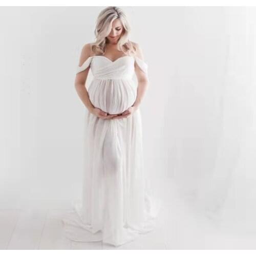 Phtography Off Shoulder Gown Pregnancy Dress
