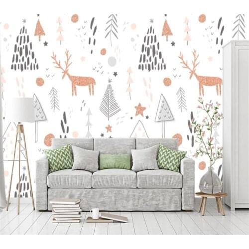 Custom wallpaper 3d mural hand-painted childrens room elk tree background wall living room bedroom childrens room 3d wallpaper