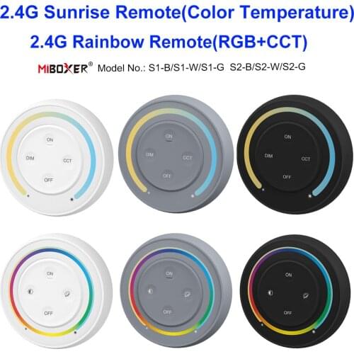 Miboxer S1/S2 3V 2.4GHZ Sunrise Remote Control Rainbow Remote For 5050 SMD Color Temperature/RGB/RGBW/RGB+CCT Led Light Strip