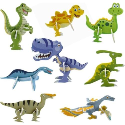 10pcs/set 3D Dinosaur Paper Model Puzzle Assembled Brain Teaser Games Educational Toys for Children Jigsaw Kids Toys