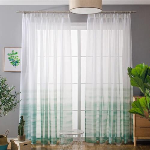 Fashion voile gradient Green Yellow screen windows curtains tulle for living room bedroom home decoration kitchen grey
