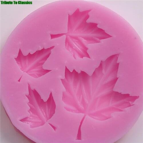 Cupcake Jelly Candy Chocolate Decoration bake Tool Moulds 4 hold autumn Maple Leaf Silicone Fondant Soap 3D Cake Mold
