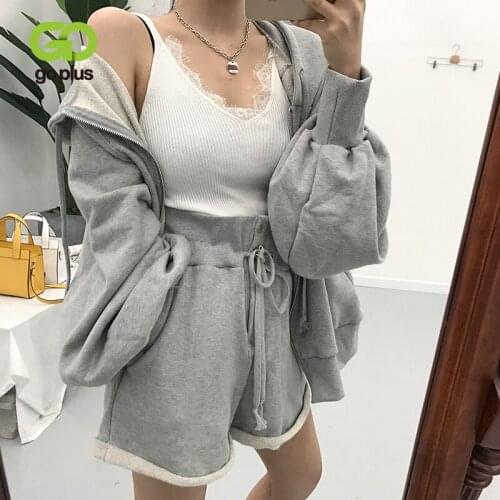 Spring Autumn Tracksuit Women Hoodied Coat Elastic High Waist Shorts Two Piece Set Women Chandals Mujer Ropa De Mujer 2021