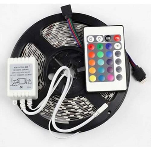5M RGB LED Strip 5050 300LEDs SMD + 24Key IR Remote Controller Not Waterproof Flexible Led Strip Light Lamp Free Shipping