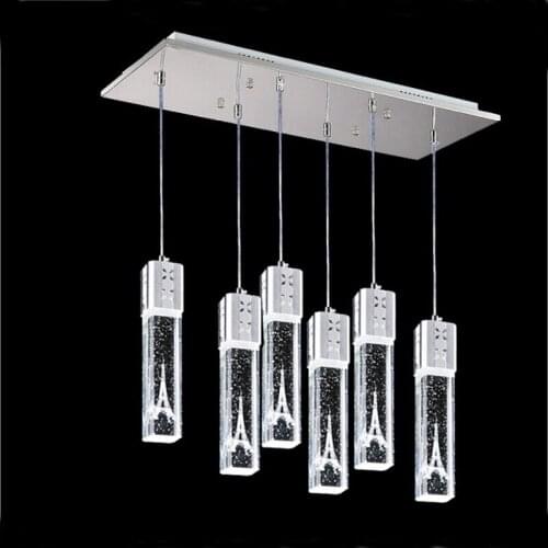 LED Aluminum Pendant Light Fixture Crystal Pendant Lamp 3/6 Heads Lighting 110-220V