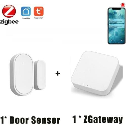 Tuya Zigbee Door Window Sensor Alarm Door Open / Close Remote Control Monitor Home Security Alarm System With Alexa Google Home