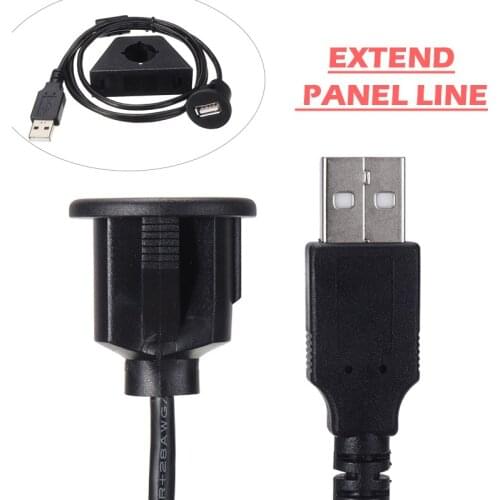 MAYITR 1pc Dual USB 2.0 Male to Female Extension Cable Durable Waterproof Car Dashboard Panel Socket Cables