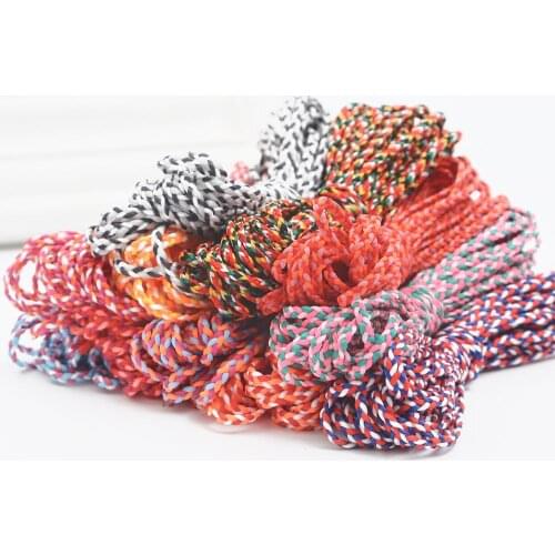 5M Multicolor Polyester Cotton Braided Three Shares Rope String Cord For DIY Necklace Hair Ornament Jewelry Makings Width 2MM