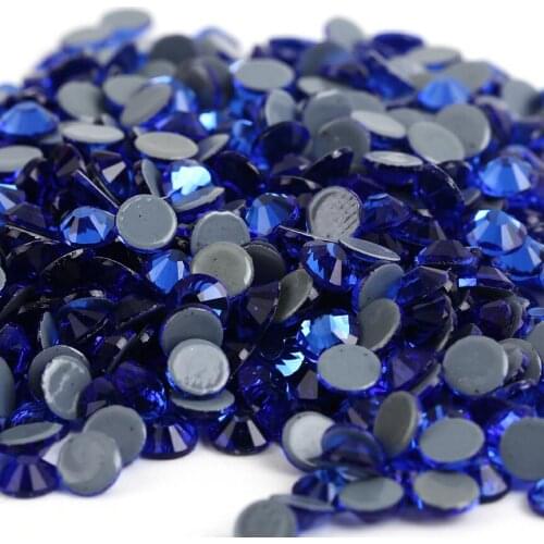 All sizes Sapphire DMC Iron On Rhinestones/Flat Back Nail art Hot fix Crystal Rhinestones Strass Sewing & Fabric Garment