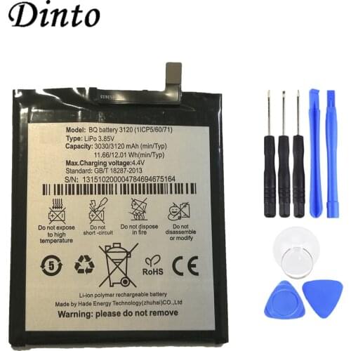 Dinto High Quality Original 3120mAh Replacement Cell Phone Battery for BQ Aquaris M5 Backup Built-in Batteries with Tools