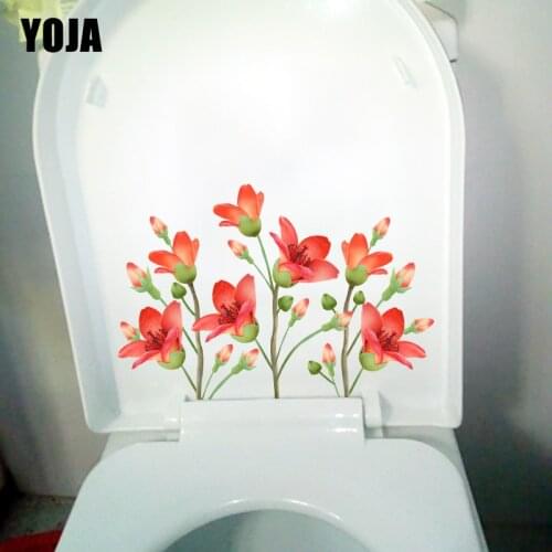 YOJA 23.3*15.8CM Plant Green Kapok Creative Toilet Sticker WC Decor Home Wall Decal T1-1057