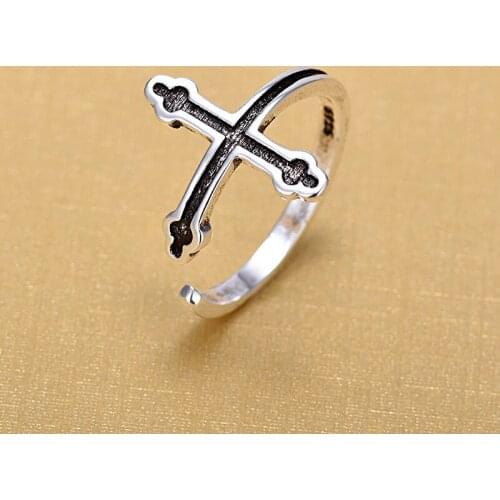 Cross Open Rings Vintage Accessories 925 Sterling Silver Rings For Women New Mothers Day Bridesmaid Gifts