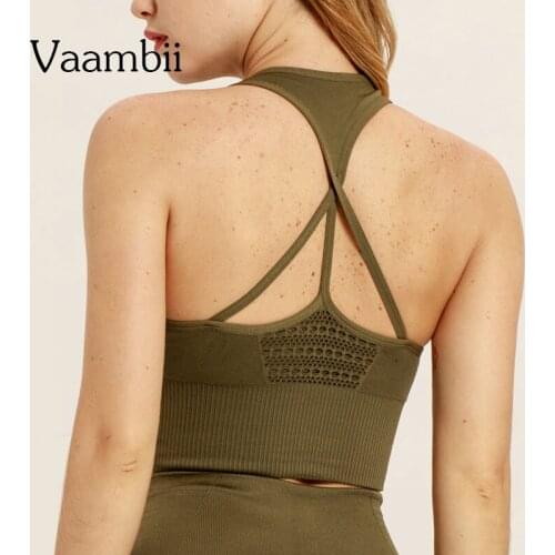 Female Seamless Sports Top Women Underwear Open Back Crop Top Strappy Padded Bras Push Up Bra Brassiere Without Bones Sportswear