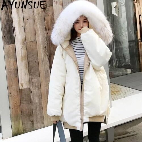 Womens Winter Down Jackets Big Fur Collar Warm Coat Korean White Duck Down Jacket Woman Hooded Jaqueta Feminina Wt0014 KJ2621