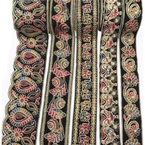 1 Yards Sequins Ribbon Embroidered Webbing Sewing Lace for Clothing Needlework Dress