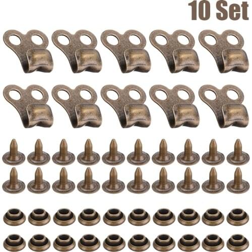10 Sets Boot Hooks Lace Fittings With Rivets Camp Hike Climbing Repair Carabiner Shoelace Buckles Clamp Accessories