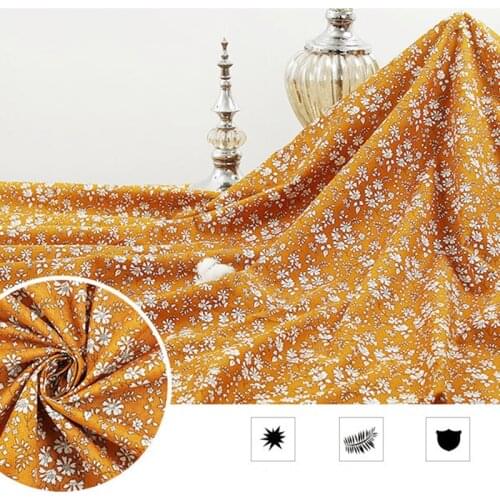 145x100cm 60s Summer Thin Transparent Soft Floral Cotton Poplin Fabric Making Dress Garment Material DIY Cloth