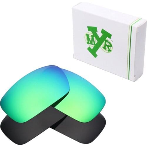 2 Pairs Mryok POLARIZED Replacement Lenses for Oakley Crankshaft Sunglasses Stealth Black & Emerald Green