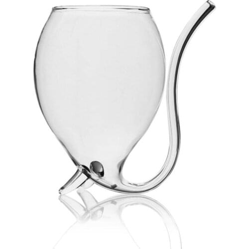 Creative 300ml 2Pcs Devil Red Wine Glass Transparent Cup Mug With Built in Drinking Tube Straw Water Cup for Home Bar Hotel