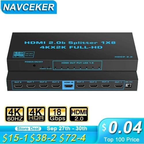 2020 1x8 4K UHD HDMI Splitter 2.0 1x2 HDMI 2.0 Splitter HDCP 2.2 HDR Splitter HDMI 2.0 4K 1x4 HDMI2.0 Splitter For XBox PS4 pro