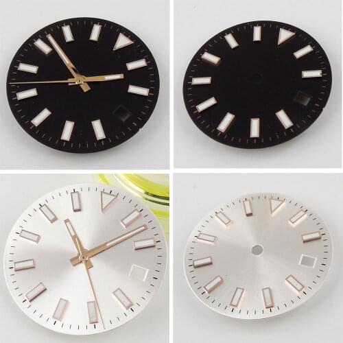 29mm Sterile Watch Dial Hands Parts fit for Mingzhu 2813 Miyota 8215 8205 821A Date Window luminous Marks And Hands White Black