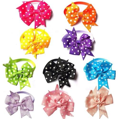 50pcs Pet Puppy Dog Accessories Dot Style Dog Bowties Collar Necktie Pet Grooming Supplies Cat Dog Bow Tie for Small Middle Dog