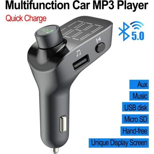 Bluetooth 5.0 AUX Receiver Car MP3 Player FM Transmitter Wireless Bluetooth Car Kit Dual USB Flash Drive