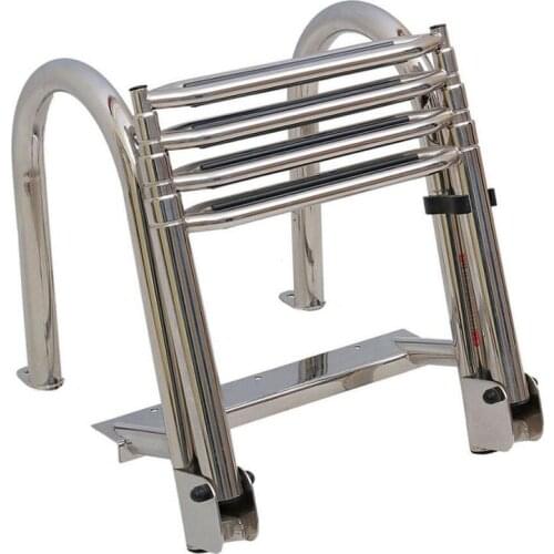 Boat 304 Stainless Steel Inboard Rail 4 Step Telescoping Ladder Dock Ladder