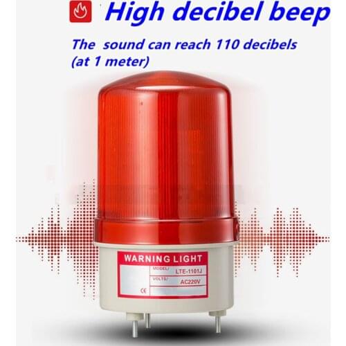 DC 12V 24V 48V LED-1101J Red Yellow Green Blue Warning Light Lamp Siren Sound And Rotating Industrial Warning With Buzzer
