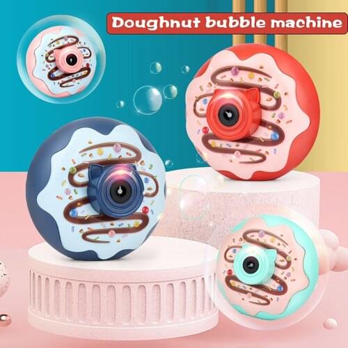 Baby Donut Bubble Machine with Light Music Cartoon Shape Automatic Blower Outdoor Toy Automatic Bubble Maker Kids Outdoor Toys