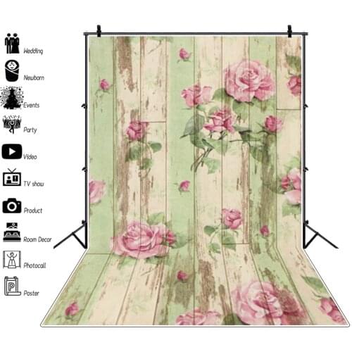 Laeacco Old Faded Wooden Board Watercolor Flowers Photography Backdrops Photo Backgrounds Baby Shower Photozone For Photo Studio
