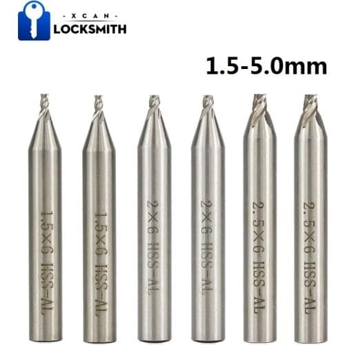 XCAN 1pc 1.5/2.0/2.5/3.0/4.0/5.0mm 6mm Shank Key Milling Cutter Car Key Door Key Cutter Vertical Key Machine Parts