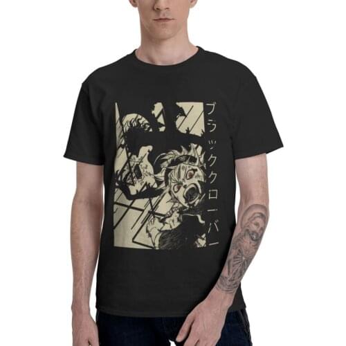 Anime Manga Asta T-shirt Mens Harajuku T Shirt Short Sleeve 100% Cotton Black Clover Tshirt Cool Tee Top