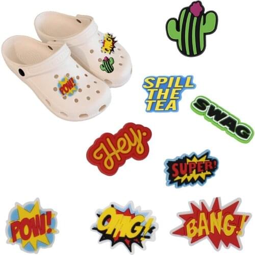 Hot Shoe Charms Accessories Decorations Clog Sandals PVC Colorful Slangs Charm Button Party Gifts