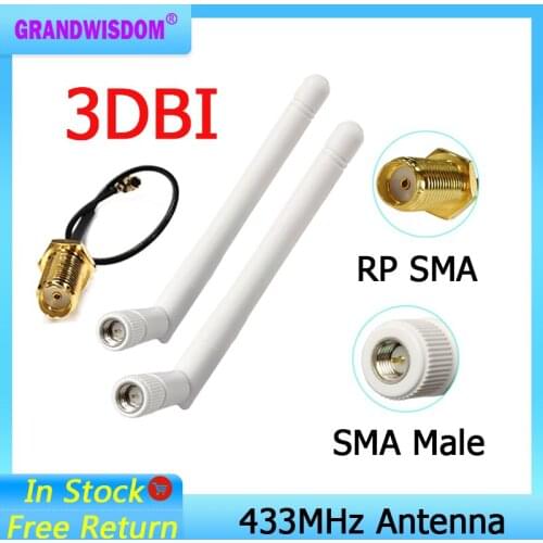 433MHz antenna 3dBi SMA Male Connector antenne 433 mhz directional antena 433m +21cm RP-SMA to ufl./ IPX 1.13 Pigtail Cable