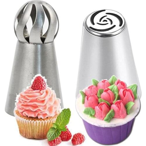 2PCS/LOT Russian nozzle pastry Tips Torch Ball Cream Craftsmanship Pastry Baking Tips Cake Decoration Tools