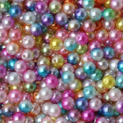 100pcs 8mm Round Plastic Rainbow Imitation Pearl Beads For Jewelry Making Craft Clothing DIY Garment Beads Supplies