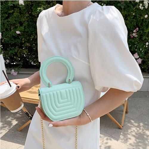 Miniature stylish square box clutch bag ladies cross - slung chain small square bag embroidered thread