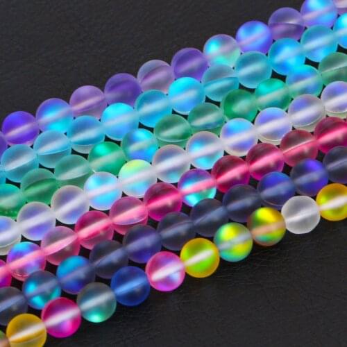 Fashion 6/8/10mm Matte Round High Quality Rainbow Beads Stone Flash Stone Natural MoonStone For Making Bracelet Necklace Jewelry