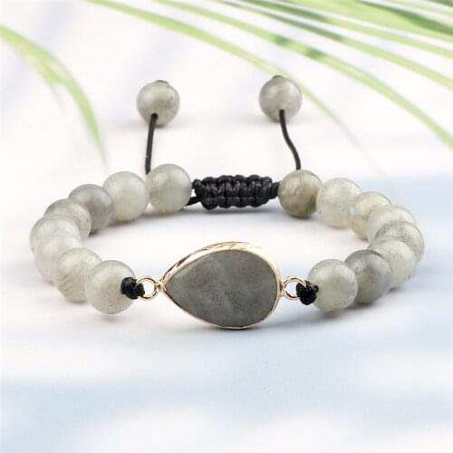 Men Bracelets Trendy 8mm Natural Flash Stone Handmade Braided Fashion Charm Beads Bracelet For Women Friendship Couples Jewelry