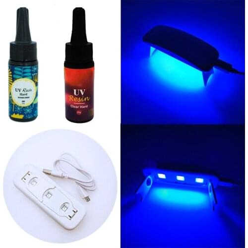 Newly UV Resin and UV Lamp Kit DIY Fast Curing UV Clear Hard Resin for Making Jewelry Handicrafts Epoxy Resin