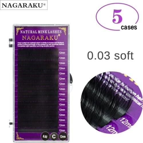 NAGARAKU 0.03mm Faux mink individual eyelash extension cilia lashes extension for professionals soft mink eyelash extension