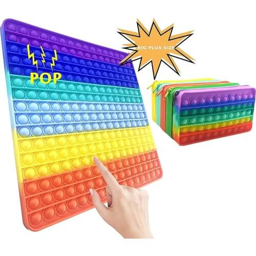 2021 New Decompression Creative Silicone Pop Its Bubble Fidget Toys Luminous Large Simpl Dimmer Fidget Toy Kids Tie Dye Game