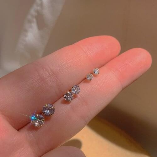 New Ins Electroplating Mini Micro Inlaid Zircon Stud Earrings Simple Sparkle Zircon Earrings For Women Girls Fashion Jewelry