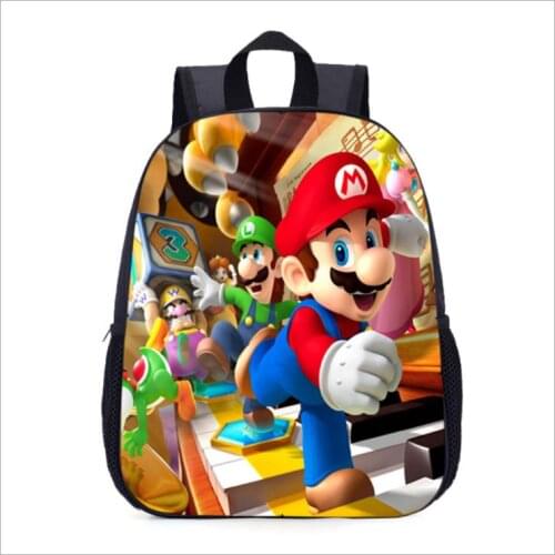 New Style 13 Inch Printing Super Mario Kindergarten Infantile Cartoon Backpack for Kids Baby School Bags Children