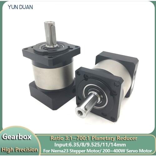 Nema23 Gearbox Planetary Reducer 6.35 8 11 14mm Input shaft ratio 3~100:1 for 200W 400W 60mm Servo Nema23 57mm Stepper Motor